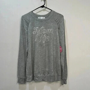 Long Sleeve Gray Maternity Crewneck Shirt - Size S